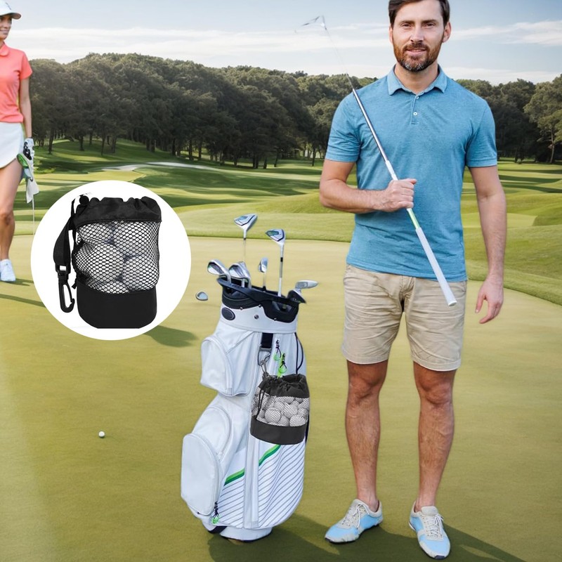 Golf Ball Bags,Nylon Mesh Ball Bag with Drawstring, Pouch for