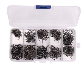 Anzuelos de Pesca 500 unids Acero de Pas Acero al Carbono Anzuelos Ganchos de Pesca Conjunto de Tamaos 3 a 12 con Caja de Pesca para Pesca Exterior(#2)