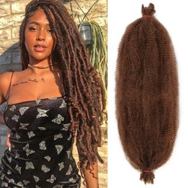 ZRQ 24 Inch Honey Brown Springy Afro Twist Hair For Distressed Soft Locs 8 Packs Pre-Separated Spring Twist Hair Marley Crochet Braiding Hair Synthetic Hair Extension 10 Strands/Pack (30#)