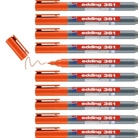 edding 361 whiteboard marker - orange - 10 whiteboard pens - round tip 1 mm - whiteboard pen dry wipe - for whiteboards, flipcharts, pinboards, magnetic and memo boards - sketchnotes