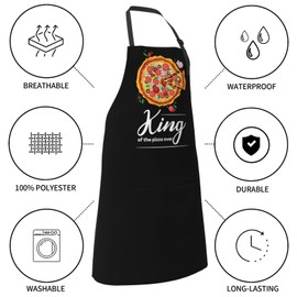 YDTBRUF Pizza Apron Bbq Pizza King Aprons For Men Kitchen Apron Waterproof With Pockets Cooking Aprons For Women Adjust The Neck For Kitchen Chef Baking Grilling Bbq Dishwashing Gardening Waitress