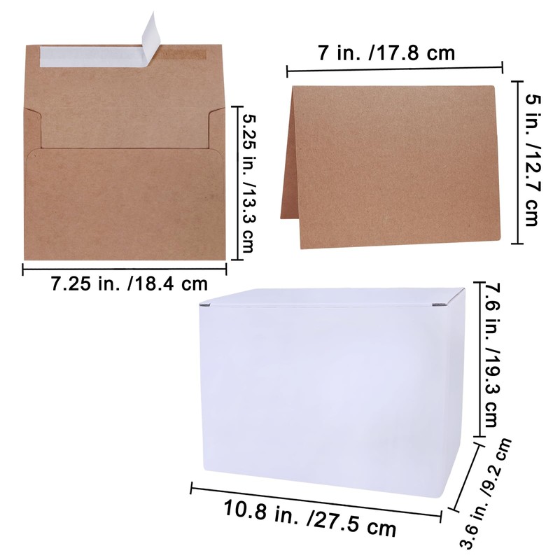 Winlyn Blank Kraft Cards and Envelopes 100 Pack, 5 x