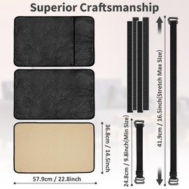 SCNK Recliner Headrest Protector 3 Pcs Recliner Headrest Cover Armrest Covers for Sofa with Side Pockets and Elastic Straps Faux Leather Chair Arm Headrest Covers 22.8 x 14.5 in (Black)