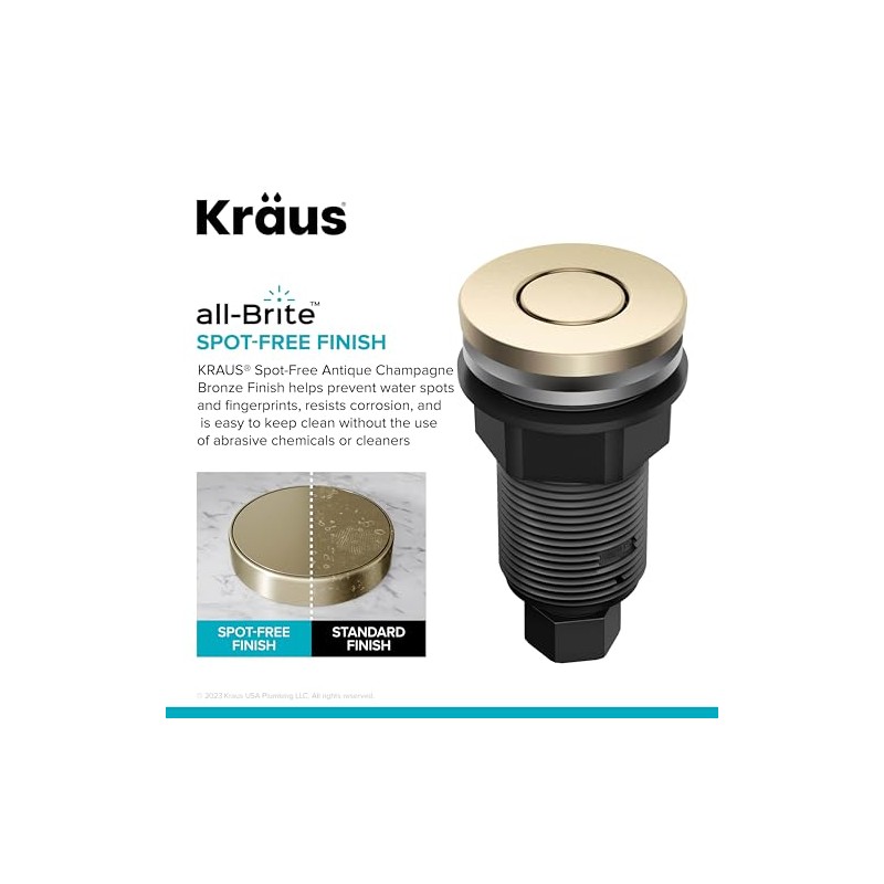 KRAUS Flat-Top Garbage Disposal Air Switch Button in Spot-Free Antique