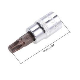TOP-VIGOR Torx Bit Socket, 3/8" Drive x T45 CR-V Key Socket, Premium S2 Steel Bits, Torx Bit with 48mm Length for Torque Wrench, Ratchet Wrench, Impact Power Drills, Slide Bar