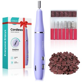 Cordless Electric Nail Drill File: COSLUS Nail Drill Machine with Stepless Speed Knob for Acrylic Gel Dip Powder Polish, Professional Portable Manicure Pedicure Kit Rechargeable for Home Salon Use | COSLUS