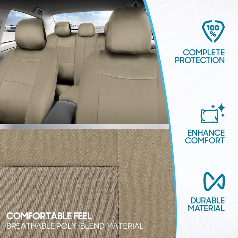 BDK OS-309-AB Tan Trim Black Car Seat Covers Full 9