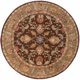 Mark&Day Wool Rugs, 4ft Round Daysland Traditional Dark Brown Area Rug, Brown Carpet for Living Room, Bedroom or Kitchen (4' Round)