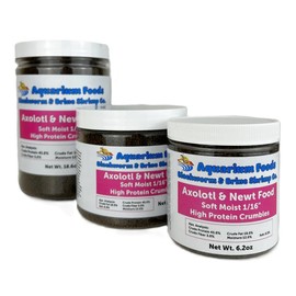 Aquatic Foods Inc. Axolotl Food 1/16" - 2mm Soft Moist Sinking Salmon Meal Crumbles for Baby Axolotl, Aquatic Newts, Shrimp, Snails, Bottom Fish, All Tropical Fish…18.6oz Lg Round Jar