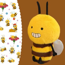 ELAINREN - Abeja de anime de peluche con lindas alas, juguete suave de peluche de abeja Kawaii, regalo de muñeca de peluche de peluche y abeja, 13.7 pulgadas