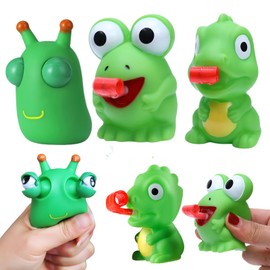 Pack of 6 Stress Balls, Stress Balls Children, Squishy, Cute Bugs, Frogs, Dinosaur Toy, Stress Relief Toy for Adults, Children, Stress, Anxiety Relief, Stress Relief Stress Balls (Green)