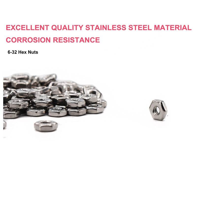 cSeao 6-32 Hex Nuts, 100 Pieces, 304 Stainless Steel, Plain