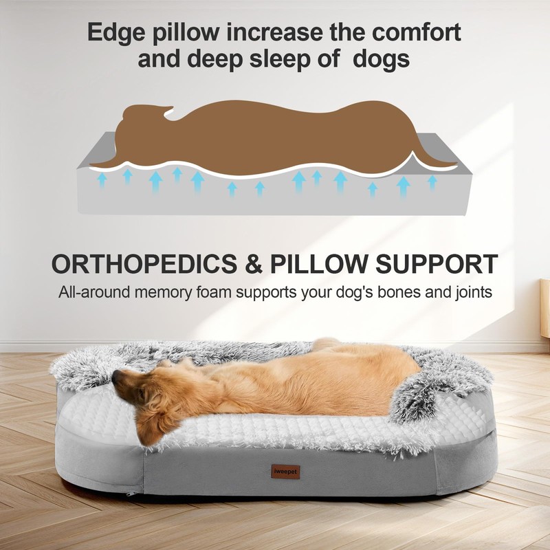 3.7 inch Thickened Orthopedic Dog Beds for Extra Large Dogs,