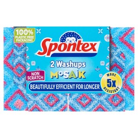 Spontex Washups Mosaic Scouring Pad Scratch Resistant Pack of 2