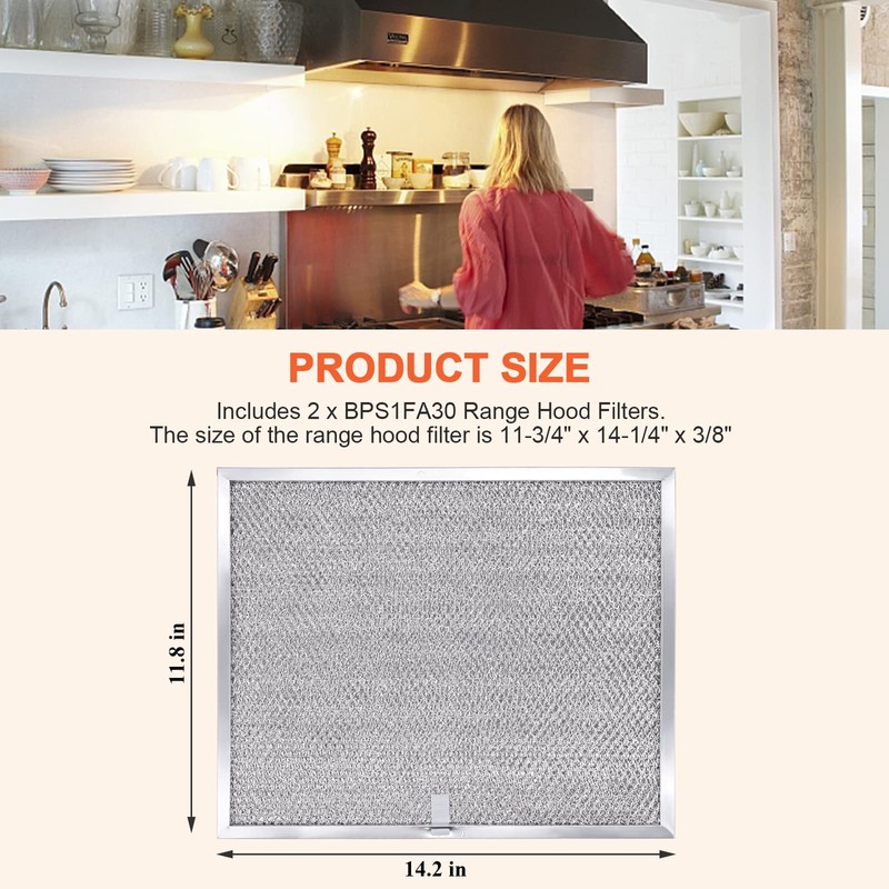 【ALUMINUM UPGRADED】BPS1FA30 Range Hood Filter 11-3/4" x 14-1/4" x 3/8"