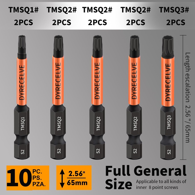 Professional 10-Pack 8 Point Torx Star & Double Square Bit
