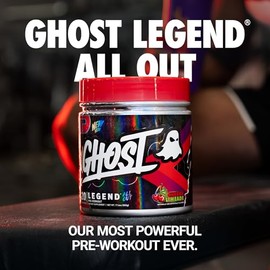GHOST Polvo preentrenamiento Legend All Out V2, sabor a cereza y lima - 20 porciones - Suplemento preentrenamiento para hombres y mujeres - Energía y 