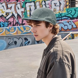 Clakllie Daily Short Bill Cap for Men Flat Brim Snapback Trucker Hat Soft Top Baseball Cap Urban Street Camping Hats,Light Blue