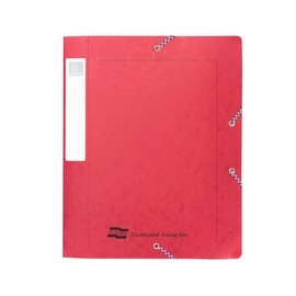 Exacompta - Ref 5270Z - Europa - Elasticated Filing Box, A4, 40mm Spine, Holds A4 Documents, Flat-Packed for Storage, Easy Assembly, Secure Elastic Straps, Spine Label - Red