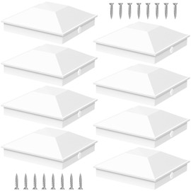 Goovilla 4x4 Post Caps White(Actual 3.5" x 3.5"), 8 Pack Fence Post Caps with 16 Screws and Easy Installation, Sturdy Waterproof Plastic Deck Post Caps with Frosted Finishing Touch, Protect Wood Post