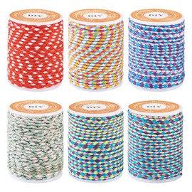 Bestewelry 6 Rolls Polycotton Cord 1.5 mm Decorative Thread 4-Ply Macrame Cotton Rope for Jewelry Making DIY Crafts String Wall Hanging Plant Hanger