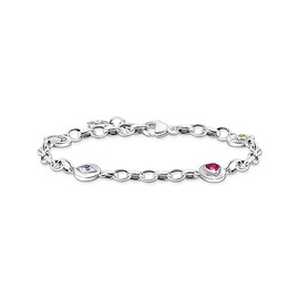 THOMAS SABO A2138-640-7 Women's Bracelet with Symbolic Moon, Eye, Heart and Sun Blackened 925 Sterling Silver, Sterling Silver