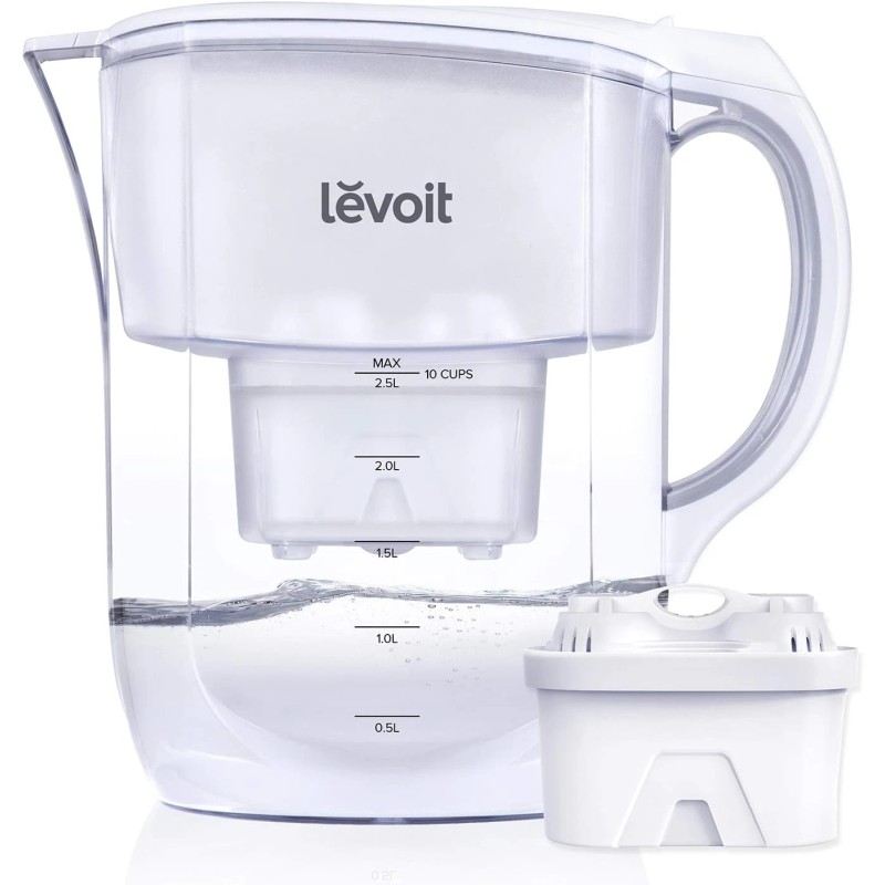LEVOIT 10 Cup Water Filter Pitcher BPA Free 5-Layer Filtration