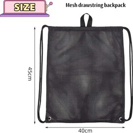 DACUAN Drawstring Sports Equipment Mesh Bag, Mesh Bag Drawstring Storage Backpack Mesh Beach Bag Mesh Gym Bag Heavy-Duty Sport Equipment Storage Bag for Beaching Swimming Gym Shopping (40cm*45cm)
