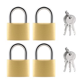 BRAXE 4 Pcs Keyed Padlock with 6 Same Keys Waterproof Small Solid Brass Lock 1.18inch 30mm for Gym Locker Case Backpack Luggage Hasp Storage Sheds Fence Toolbox