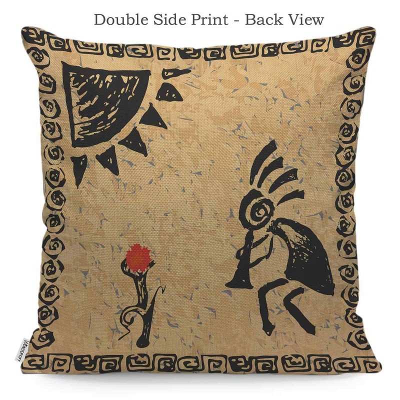 WONDERTIFY Throw Pillow Cover Case Kokopelli Fertility Deity Ethnic African