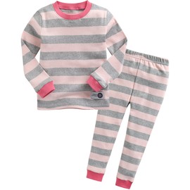 Vaenait Baby Long Sleeve Pajamas, for 12 Months - 9 Years Old Kids, Baby Clothes, 100% Cotton, Room Wear, Sleepwear, Top and Bottom Set, Raglan Color