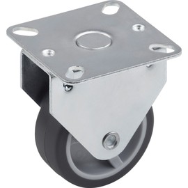 Metafranc fixed castor plate - TPR wheel - soft tread - plain bearing - 40 kg load capacity / transport roller / furniture roller / heavy duty roller / 802800, 5.5 cm