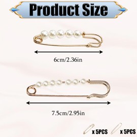 10 Pcs Pearl Brooch Pins Fashion Decorative Safety Pins Heavy Duty Pearl Scarf Brooch Large Sweater Shawl Clips for Women Girls Clothes Cardigans Dresses Pants Blouse Coat Waist Tightener