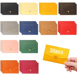 yivom Set of 36 Mini Envelopes Colourful Small Envelopes Mini 10.5 x 7 cm Envelopes Colourful Heart Envelopes for DIY Gift Cards Christmas Wedding Gift Envelopes