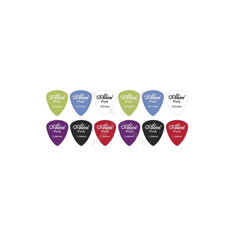 12 Assorted Matte Colour Nylon Guitar Picks (1.2 mm)