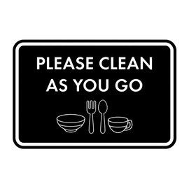 Classic Framed Please Clean As You Go Sign (Black) - Medium