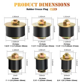 6PCS Rubber Freeze Plugs Set,6 Specifications Rubber Expansion Plug with 1-1/4" 3/4" 1-1/8" 7/8" 1" 1-3/8",6-Layer Structure Rubbers Plugs Automotive Freeze Plug Fits 19-38mm ID Holes