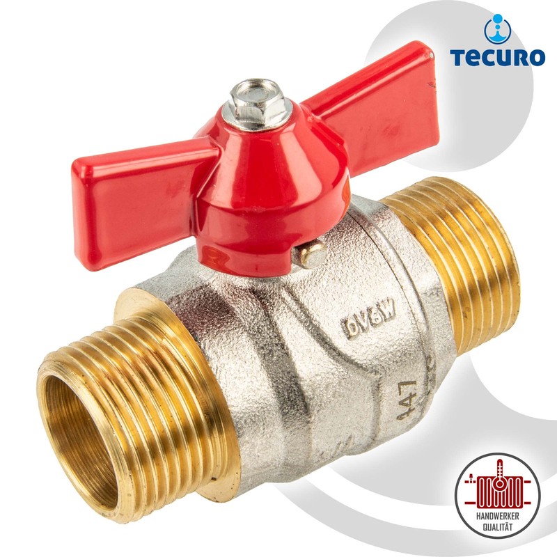 tecuro Ball Valve, Male Thread on Both Sides G 1/2