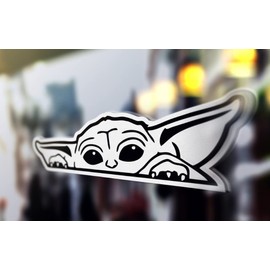 Baby Yoda Mandalorian, Vinyl Decal Sticker for Cars, Trucks, Vans, SUVs, Walls, Windows, Laptops, Notebooks, Cups Bottles, Black, 5.5" | USSZ