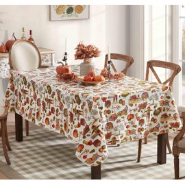 Newbridge Country Pumpkin Farm Fall Thanksgiving Vinyl Flannel Backed Tablecloth, Autumn Farm Harvest Easy Care Vinyl Tablecloth with Flannel Backing, 60” x 120” Oblong/Rectangle