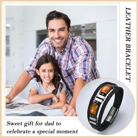Fathers Day Gift for Dad from Daughter, Tiger Eye Bracelet Mens Leather Bracelet, Mens Gifts for Dad Fathers Day Birthday Christmas Valentines Day