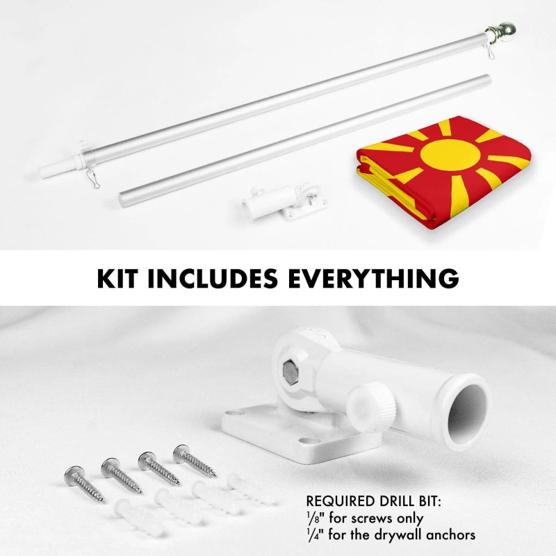 UD_G128 Combo Pack: 6 Ft Tangle Free Spinning Flagpole (Silver)