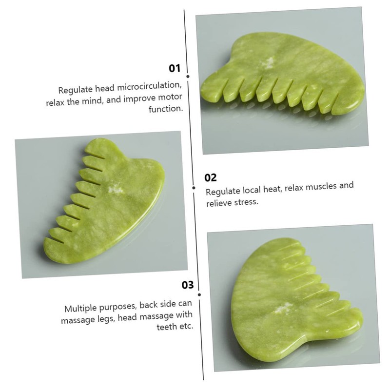 Outanaya Multi-functional Jade Comb Massage Tool Scalp Brush Gua Sha