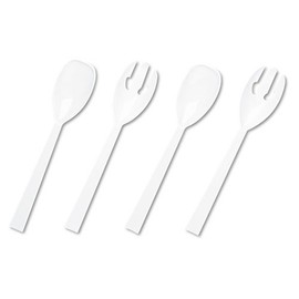 Table Set Plastic Serving Forks & Spoons, White, 2/Pack, 12 Packs/Box