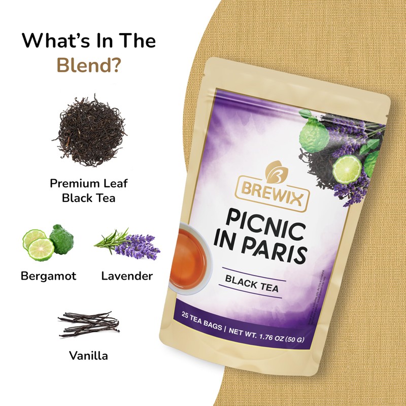BREWIX, Earl Grey Lavender Tea, Picnic in Paris Black Tea