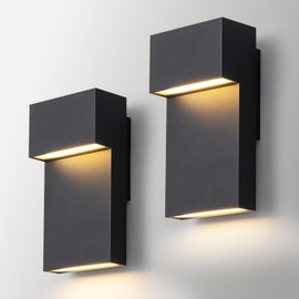 Nigaut Black 15W LED Outdoor Wall Lights, 2 Pack 3000K IP65 Porch Sconces