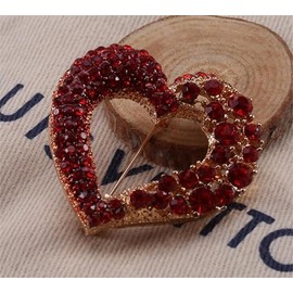 Rhinestone Love Heart Brooches Pin Rhinestone Hollow Love Brooches for Women Wedding New Year Coat Accessories Pins Gifts, Metal