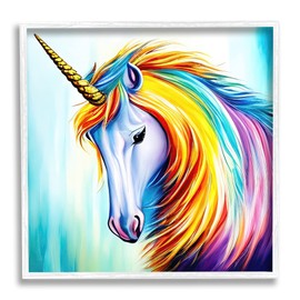 Stupell Industries Rainbow Unicorn Fantasy Portrait Framed Giclee Art, Design by Denise Dundon