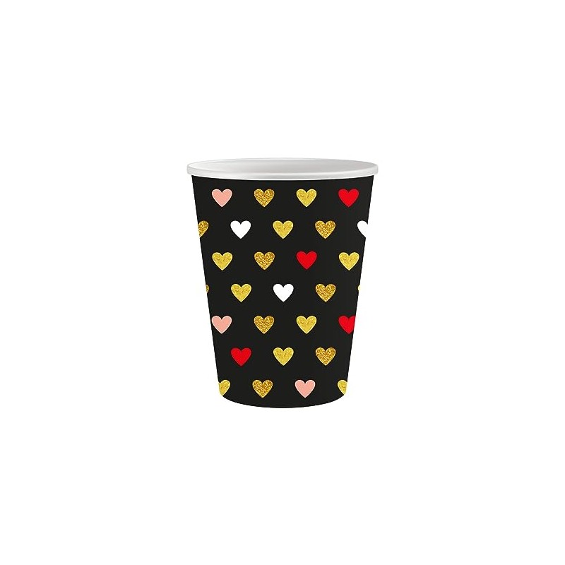 Farbe Xoxo Black Paper Cups (Pack of 6) 250 ml
