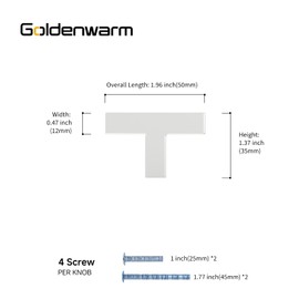 goldenwarm 10 Pack White Cabinet Knobs White Drawer Knobs Square Bar Handles Kitchen Cabinet Handles Stainless Steel Dresser Hardware for Kitchen Cupboard Bathroom